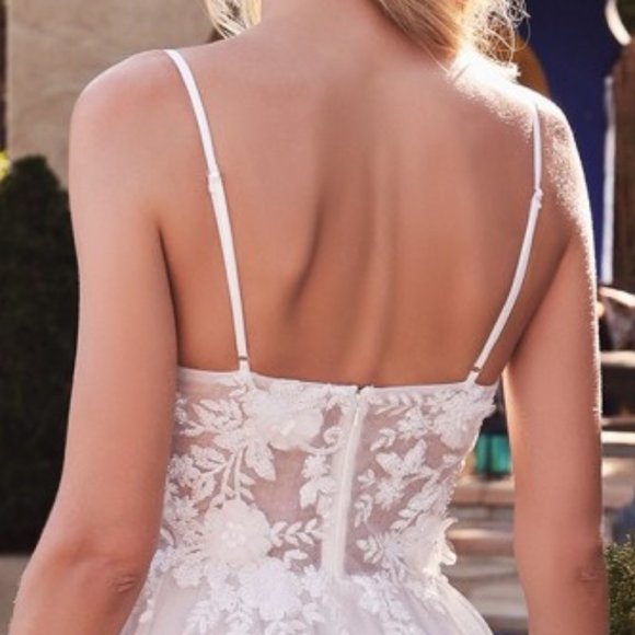 NEW LONG OFF THE SHOULDER SLEEVELESS WEDDING DRESS WITH ZIPPER BACK  CD CB072W - Picture 9 of 10